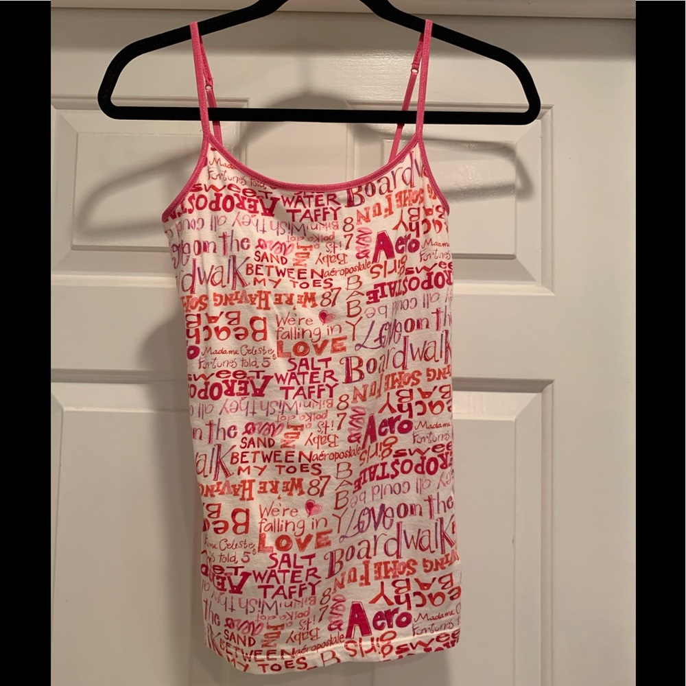Aeropostale graffiti pink tank top